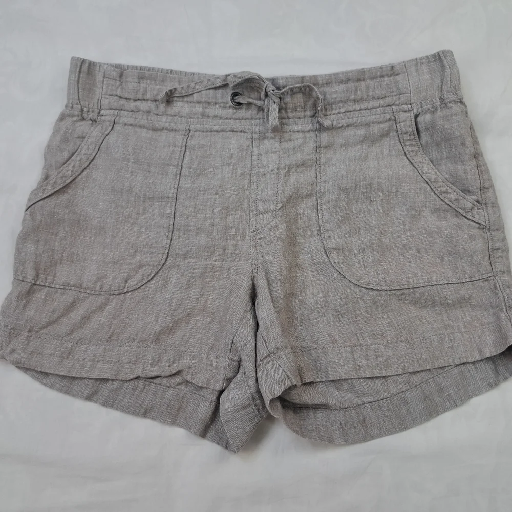 Athleta Linen Shorts Women's‎ Drawstring Waist Pockets Gray Size 10